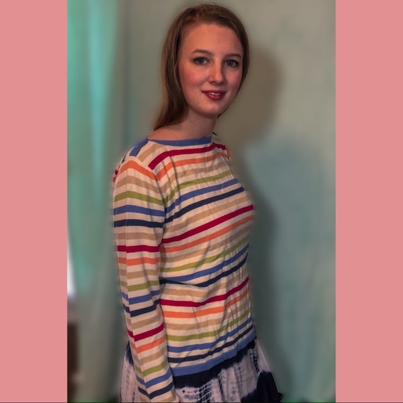 ❄️Liz Claiborne Med colorful striped sweater - Picture 3 of 8